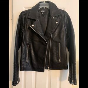 Women top shop faux leather moto jacket